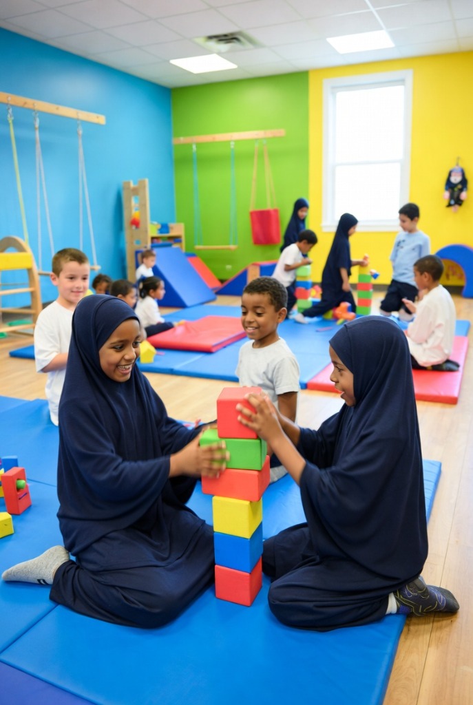 Children playing in sensory environment